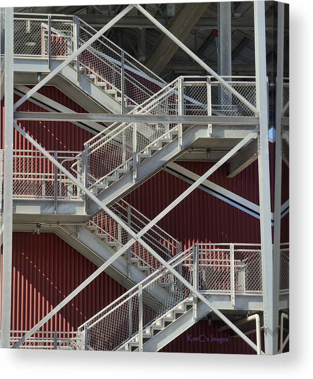 Metal Stairs Canvas Print featuring the photograph Going Up by Kae Cheatham