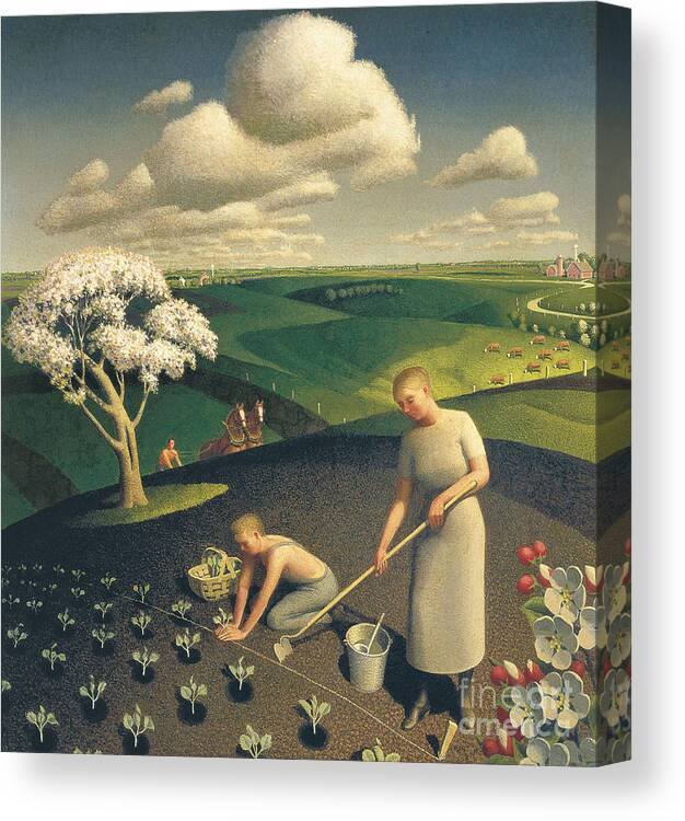 Grant Wood Canvas Print featuring the painting Grant Wood by MotionAge Designs