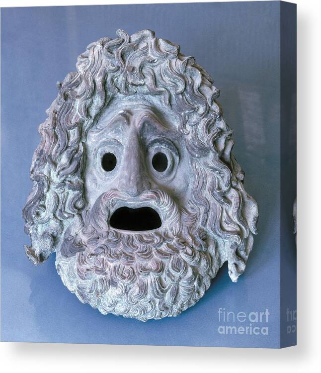 Ancient Canvas Print featuring the photograph Greece: Theatrical Mask by Granger