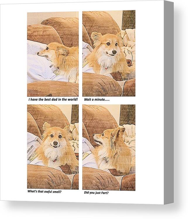 Corgi In The Garden Canvas Print featuring the digital art Best Dad in the World by Kathy Kelly