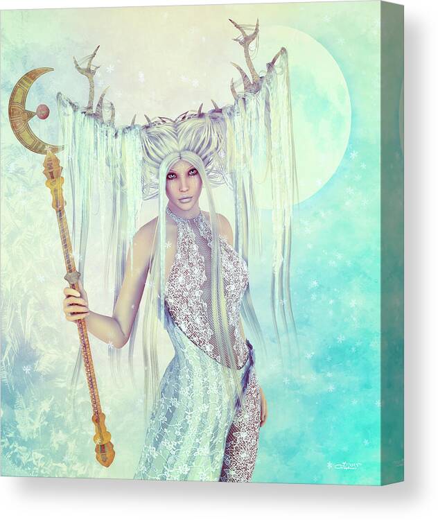 3d Canvas Print featuring the digital art Ice Moon Princess by Jutta Maria Pusl