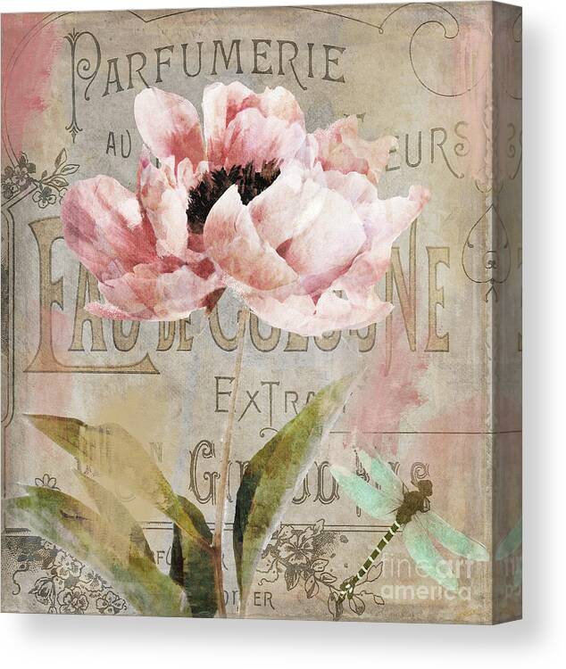 Peony Canvas Print featuring the painting Jardin Rouge I by Mindy Sommers