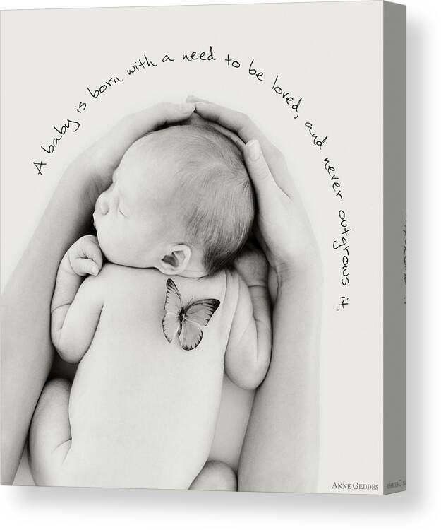 Words Canvas Print featuring the photograph Loved by Anne Geddes