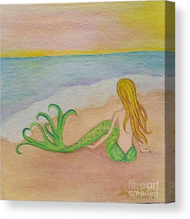 Mermaid Canvas Print featuring the painting Mermaid Sunset by Angela Murray