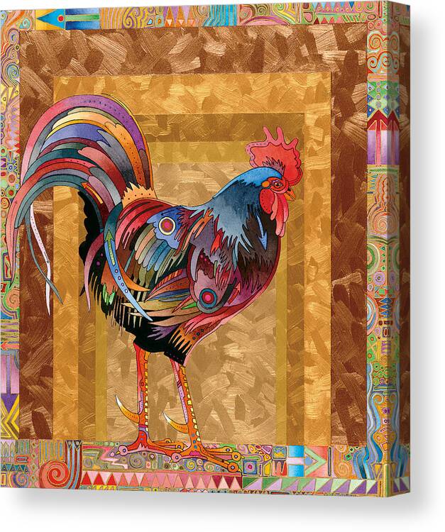 Domestic Animals Canvas Print featuring the painting Metallic Rooster by Bob Coonts