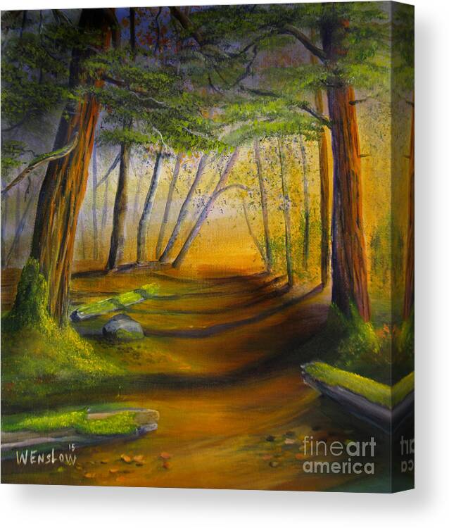 Landscape Canvas Print featuring the painting Morning Stroll by Wayne Enslow