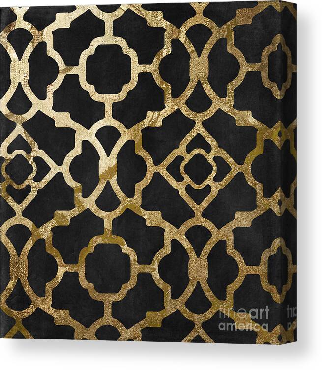 Black And Gold Pattern Canvas Print featuring the painting Moroccan Gold III by Mindy Sommers