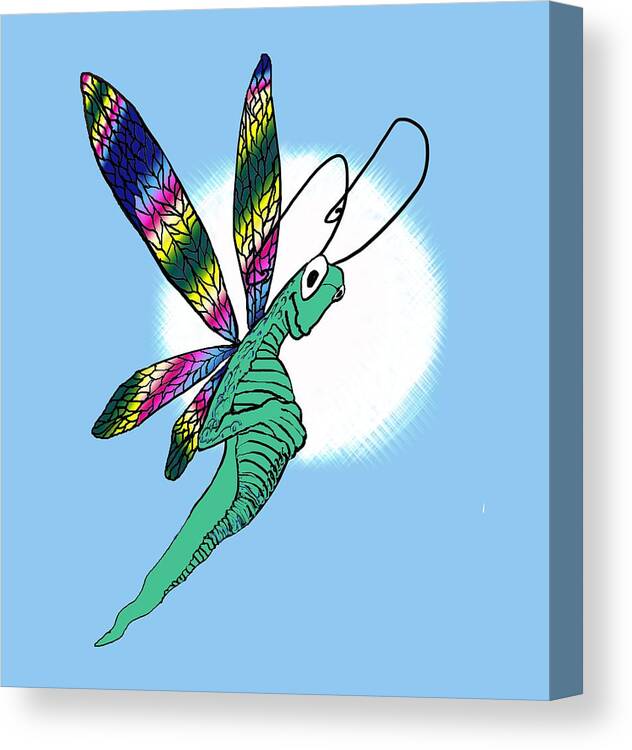 Dragonfly Canvas Print featuring the digital art Odd Dragonfly by Adria Trail