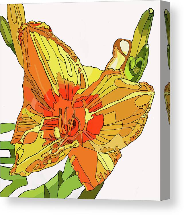 Canna Canvas Print featuring the painting Orange Canna Lily by Jamie Downs