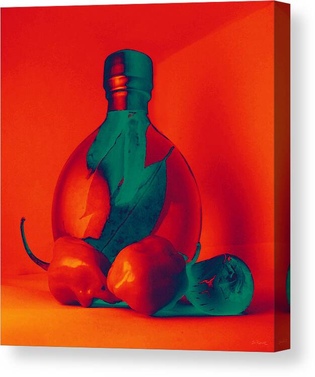 Orange Habaneros Canvas Print featuring the photograph Otherworldly Habaneros by Shawna Rowe