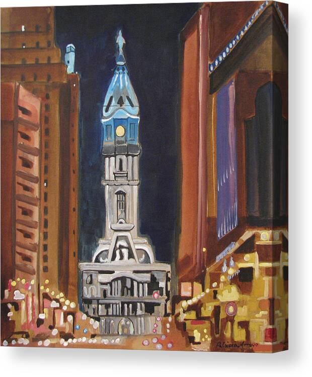 Landmarks Canvas Print featuring the painting Philadelphia City Hall by Patricia Arroyo