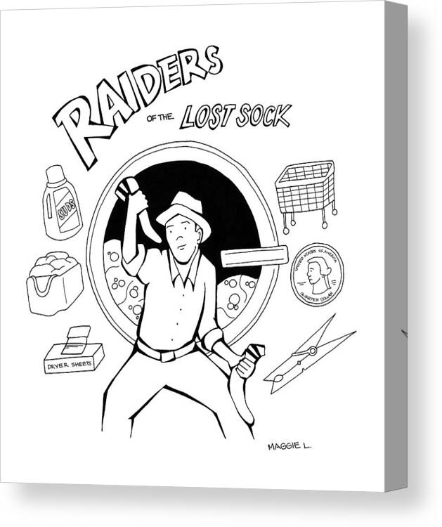 Raiders Of The Lost Sock Canvas Print featuring the drawing Raiders of the Lost Sock by Maggie Larson