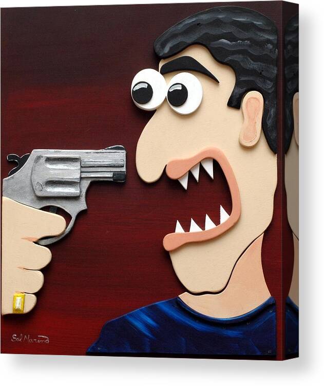 Funism Canvas Print featuring the painting Shut Up by Sal Marino