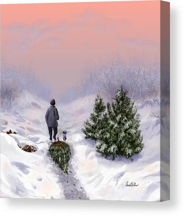 Snow Canvas Print featuring the painting Side by Side by Sena Wilson