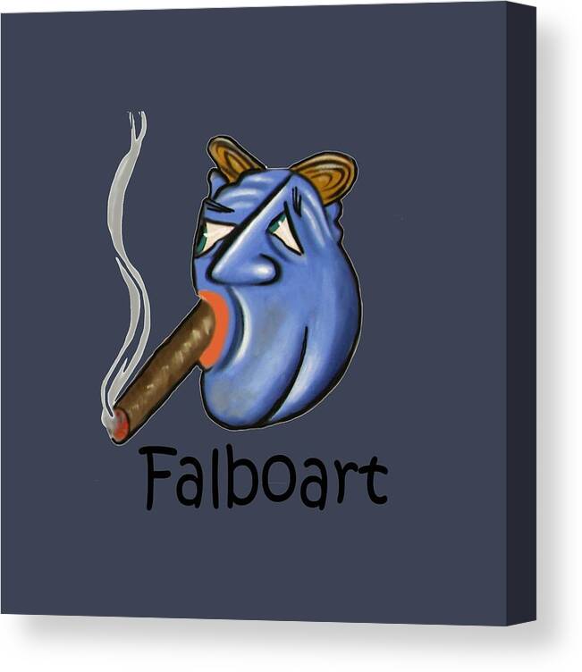 Smoking Blue Man T-shirt Canvas Print featuring the painting Smoking Blue Man by Anthony Falbo