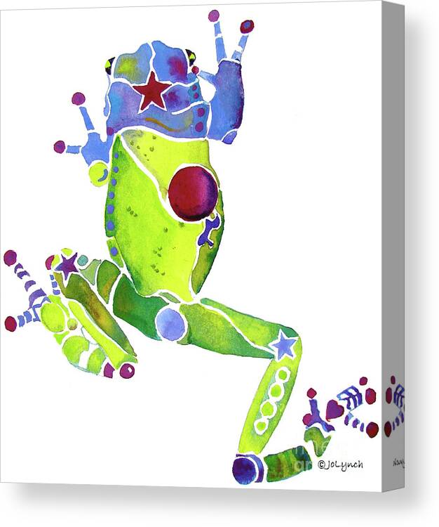 Frog Canvas Print featuring the painting Spring Green Frog by Jo Lynch