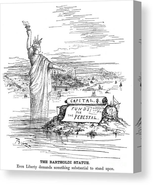 1884 Canvas Print featuring the photograph Statue Of Liberty Cartoon by Granger