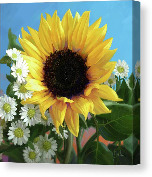 Sunflower Canvas Print featuring the digital art Sunflower by Lucie Bilodeau