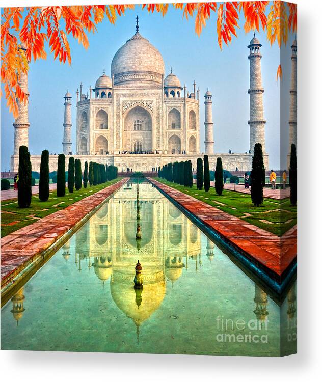 India Canvas Print featuring the photograph Taj Mahal - India by Luciano Mortula