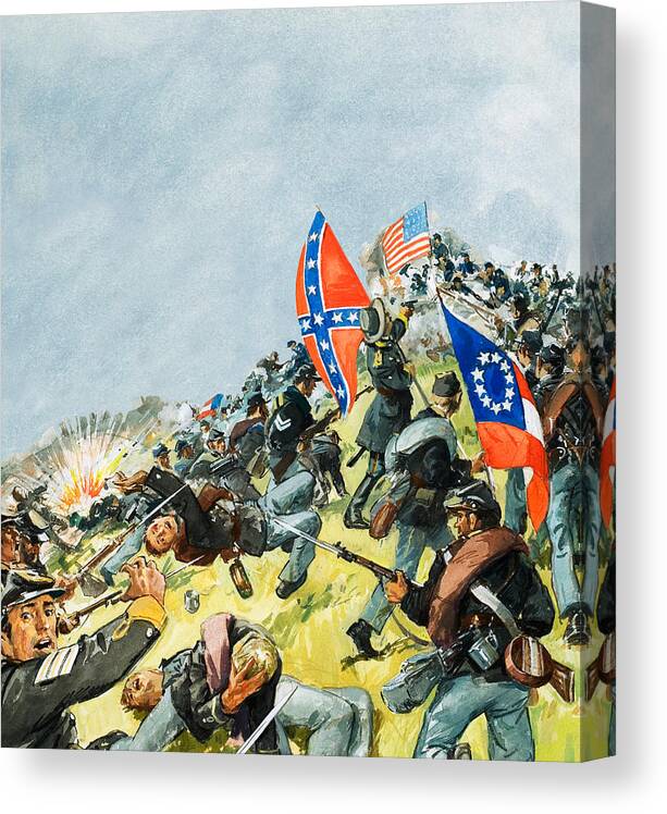 Gettysburg Canvas Print featuring the painting The Battlefield at Gettysburg by Leo Davy