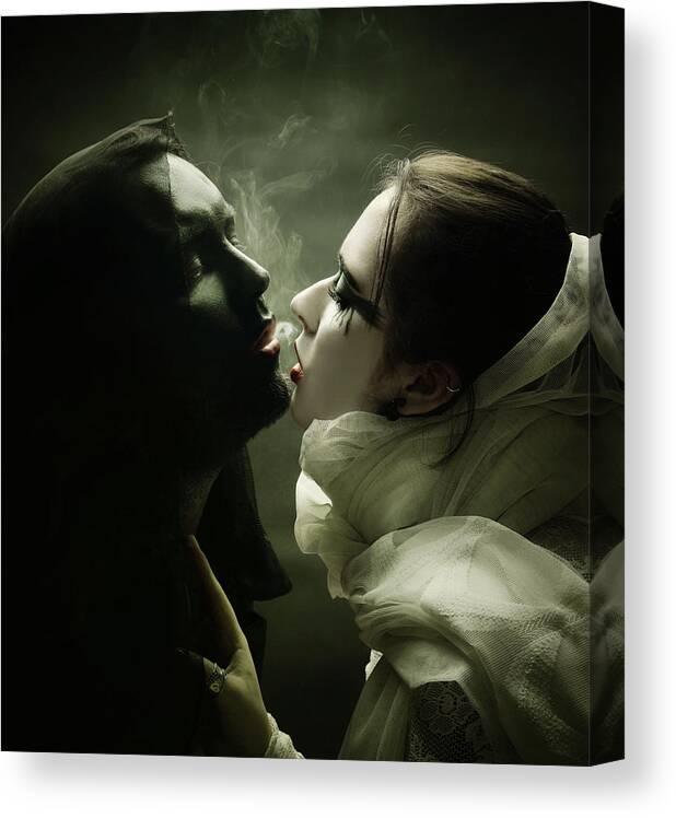 Couple Canvas Print featuring the photograph The shadow and me by Art of Invi