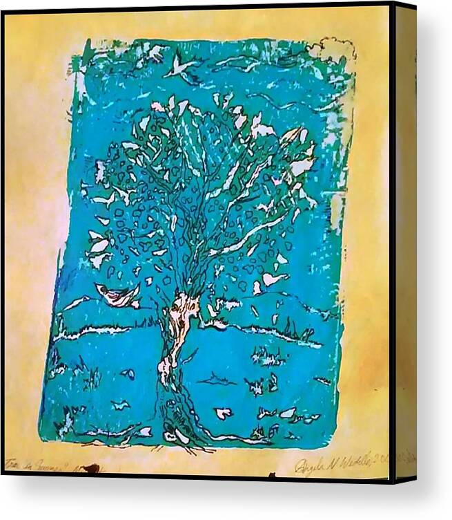 Tree Canvas Print featuring the mixed media Tree in Summer by Angela Weddle