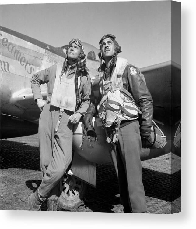 Benjamin Davis Canvas Print featuring the photograph Tuskegee Airmen by War Is Hell Store