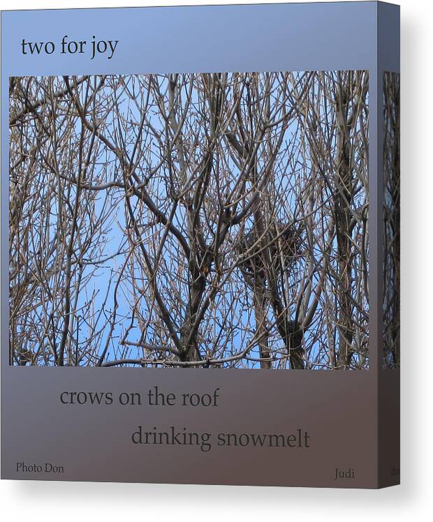 Poetry Canvas Print featuring the digital art Two for Joy Spring Haiga by Judi and Don Hall