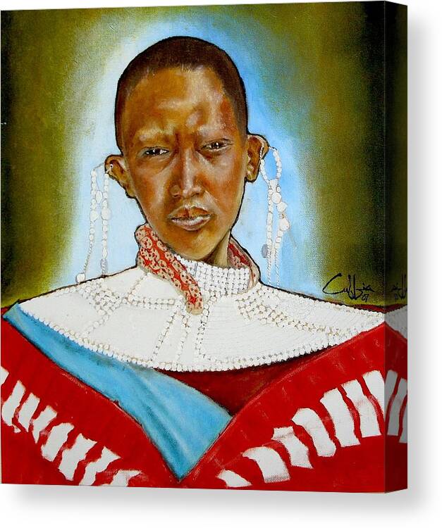 Maasai Women Canvas Print featuring the painting Ull Lukt Nanu by G Cuffia