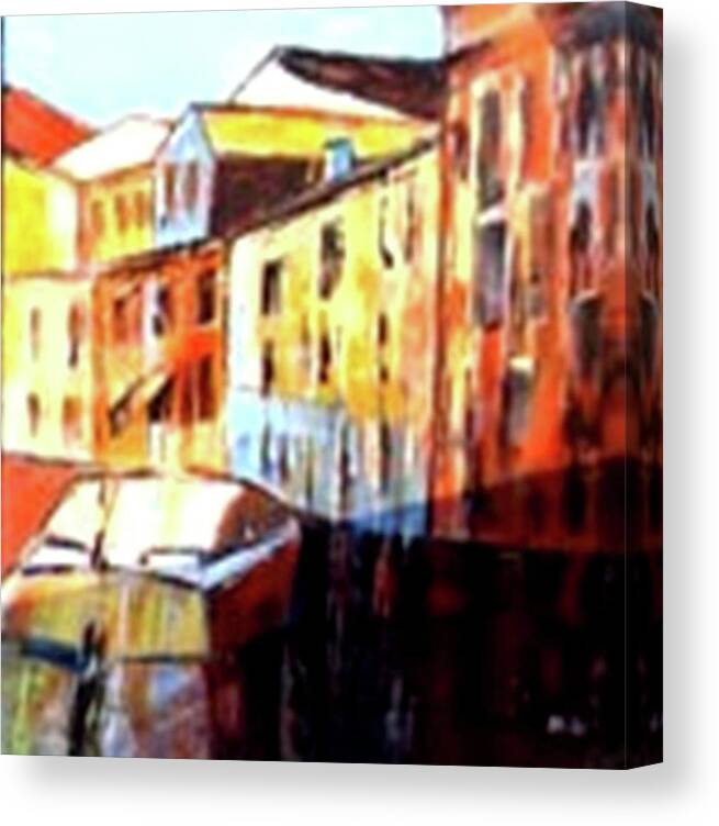Venice Canvas Print featuring the painting Venice Canal Cruise 3 by Miki Sion