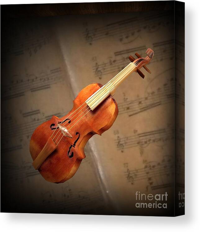  Canvas Print featuring the digital art Violin by Wild Rose Studio