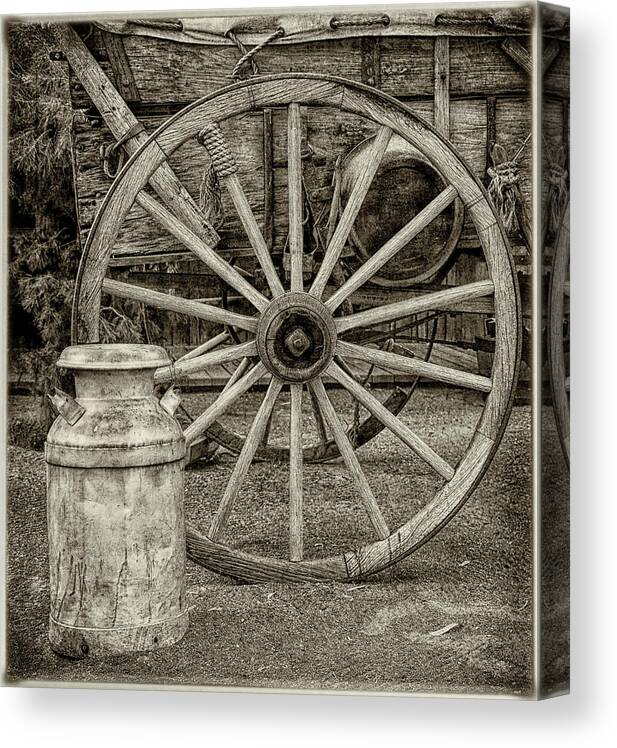 Wagons Canvas Print featuring the photograph Wagon Wheels by Elaine Malott