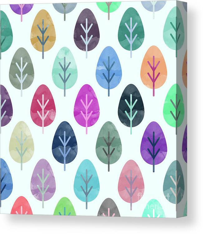Watercolor Canvas Print featuring the digital art Watercolor forest pattern by Amir Faysal