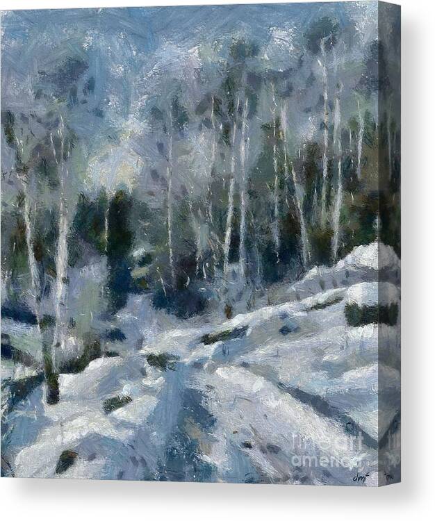 Winter Canvas Print featuring the painting Winter Path by Dragica Micki Fortuna