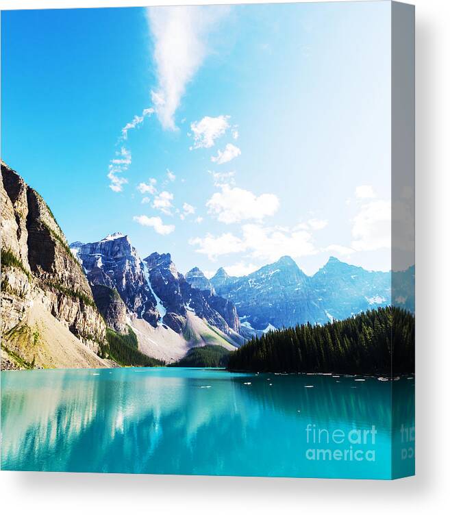 Canadian Canvas Print featuring the photograph Beautiful Moraine Lake In Banff by Galyna Andrushko
