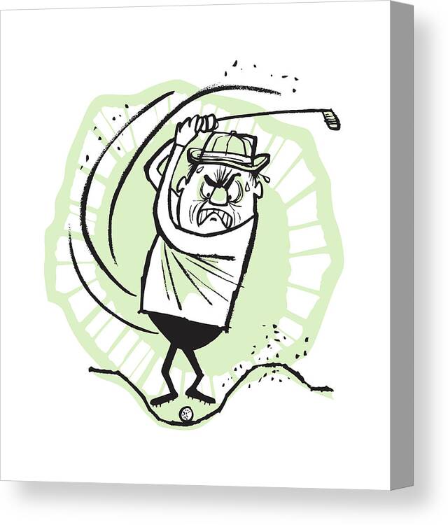 Action Canvas Print featuring the drawing Golfer in Sand Trap #1 by CSA Images