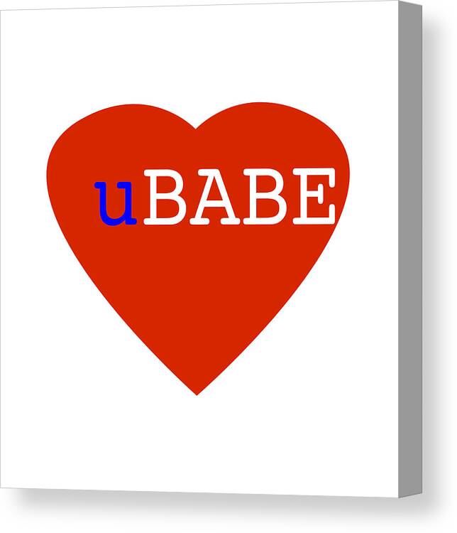 Red Canvas Print featuring the digital art Love u Babe #1 by Charles Stuart