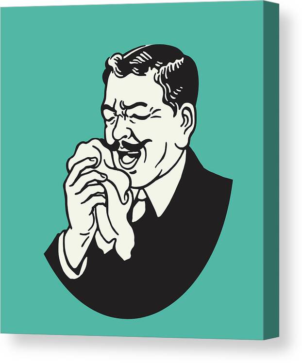 Adult Canvas Print featuring the drawing Man Sneezing #1 by CSA Images