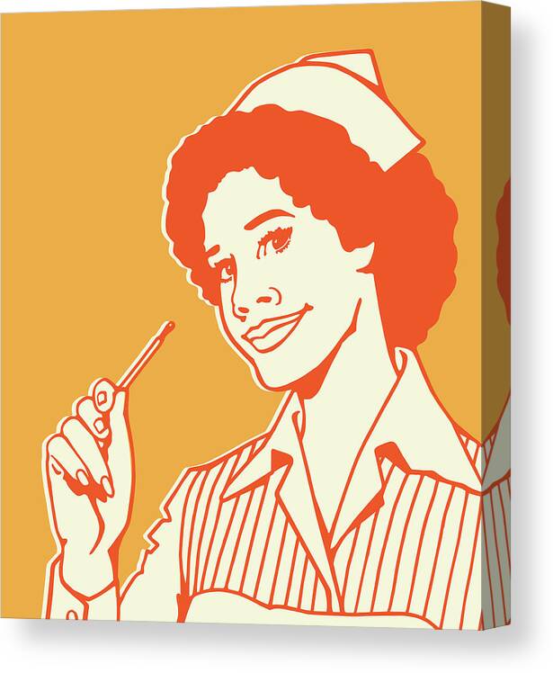 Accessories Canvas Print featuring the drawing Nurse Holding Thermometer #1 by CSA Images