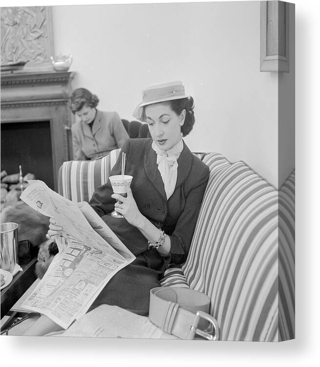 Club Canvas Print featuring the photograph Pamper Club- A quasi salon / cafeteria on Fifth Avenue at 48th Street catering to working girls and suburban housewives. #1 by Nina Leen