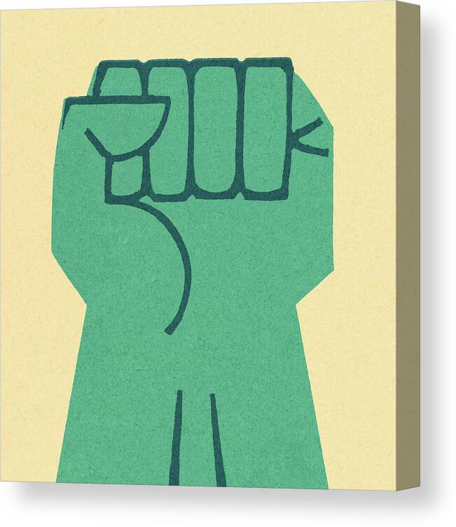 Campy Canvas Print featuring the drawing Turqouise Fist Raised #1 by CSA Images