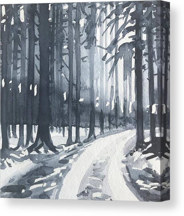 Trees Canvas Print featuring the painting Winter Trees by Luisa Millicent