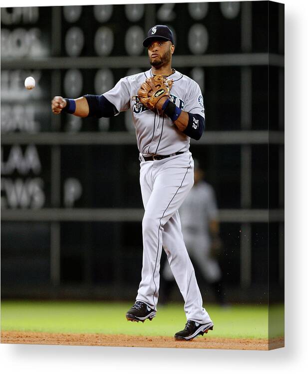 American League Baseball Canvas Print featuring the photograph Seattle Mariners V Houston Astros by Bob Levey