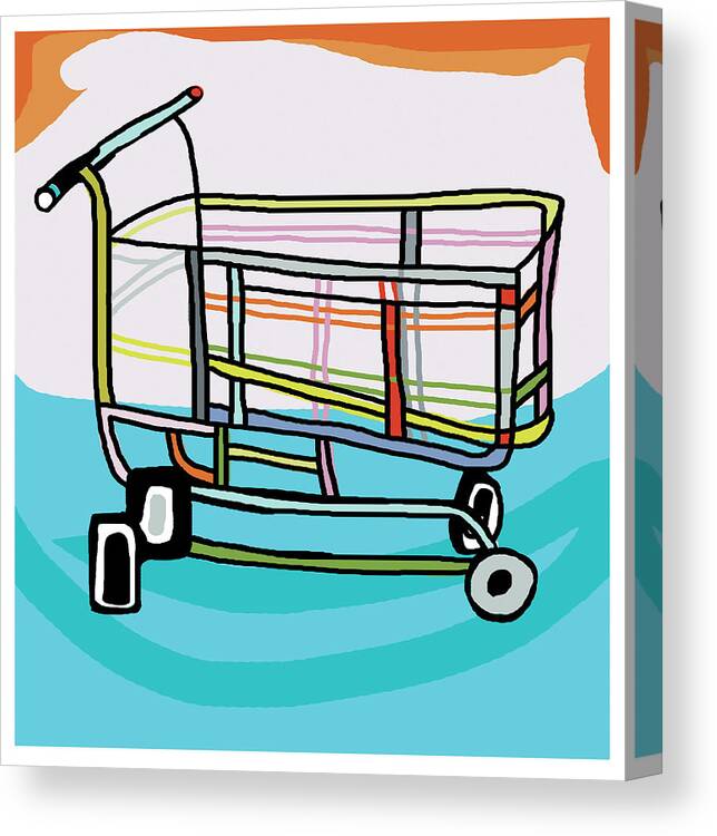 Buy Canvas Print featuring the drawing Shopping Cart #2 by CSA Images