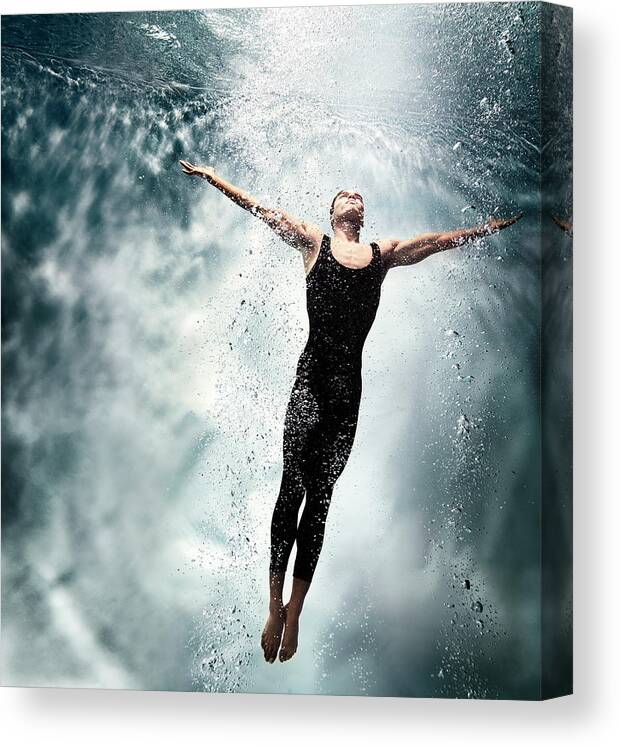 People Canvas Print featuring the photograph Underwater Ballet #2 by Henrik Sorensen