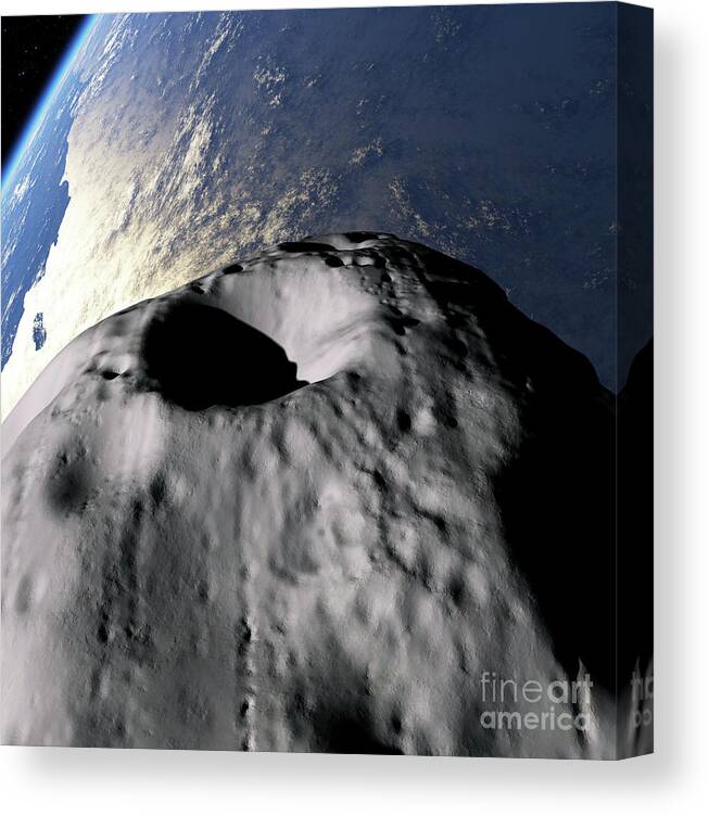 Approach Canvas Print featuring the photograph Asteroid Approaching Earth #42 by Detlev Van Ravenswaay/science Photo Library