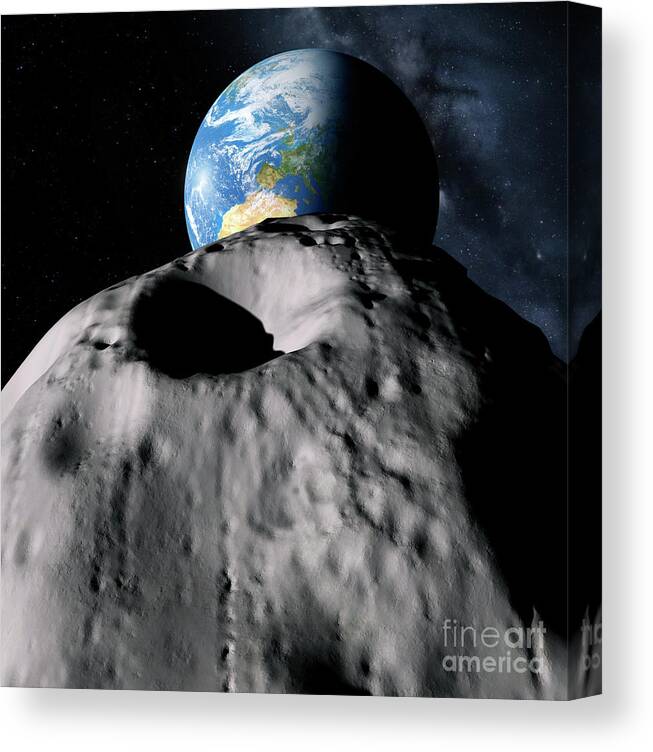 Approach Canvas Print featuring the photograph Asteroid Approaching Earth #45 by Detlev Van Ravenswaay/science Photo Library
