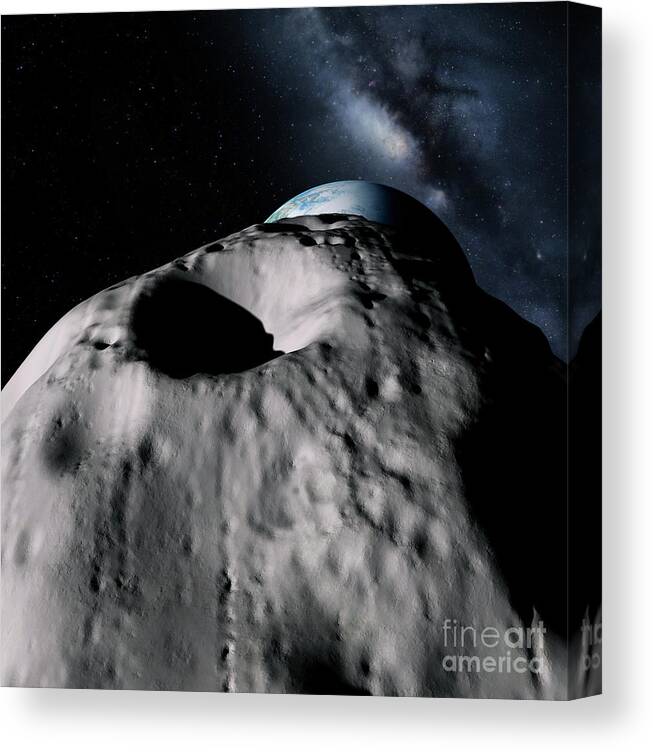 Approach Canvas Print featuring the photograph Asteroid Approaching Earth #47 by Detlev Van Ravenswaay/science Photo Library