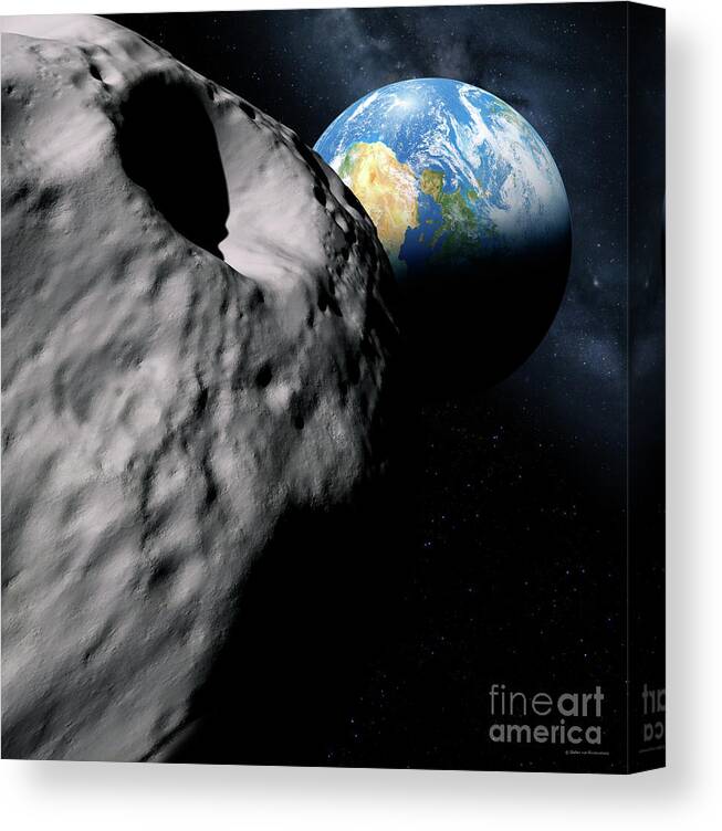 Approach Canvas Print featuring the photograph Asteroid Approaching Earth #49 by Detlev Van Ravenswaay/science Photo Library