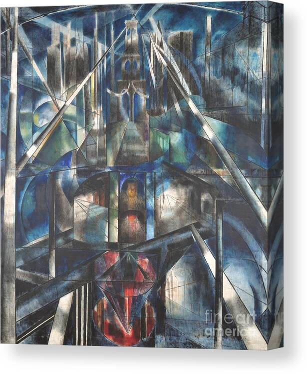 Uspd: Reproduction Canvas Print featuring the painting Brooklyn bridge by Thea Recuerdo